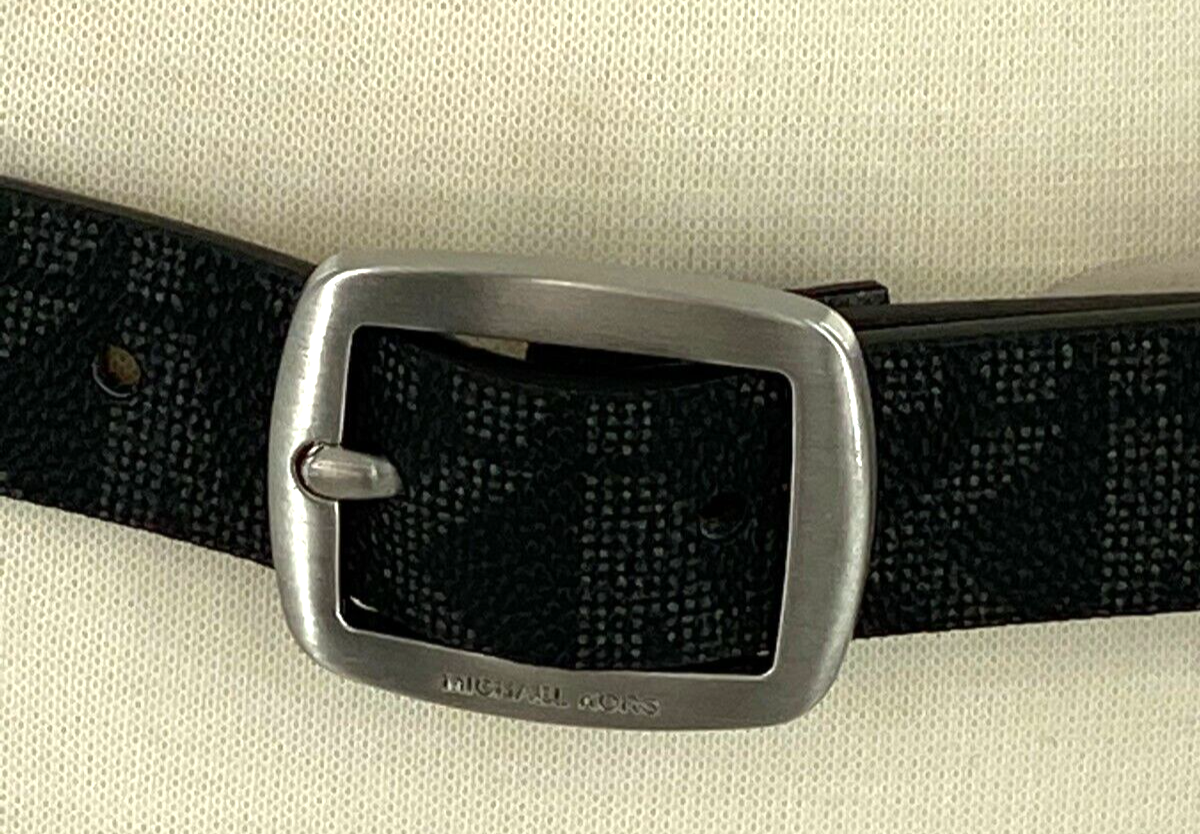 MICHAEL KORS Womens Belt Black w/ Printed MK Logo Silver Buckle LARGE NWT Michael Kors Womens Rhinestone Belt Reversible Silver/Black  main image 4