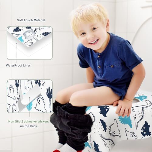 30 Pack Toilet Seat Covers Disposable, Large Waterproof Potty Covers Dinosaur - Picture 3 of 8