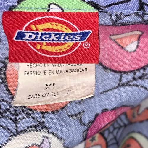 Dickies Scrub Top Halloween XL Pumpkins Bats Ghost Purple Cotton Scrubs CNA VA - Picture 4 of 5