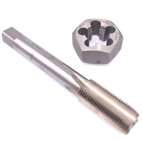 HSS M14 x 1,25 mm Gewindebohrer & M14 x 1,25 mm Sechskant Schneideisen metrisches Gewinde rechts Set - Bild 1 von 5