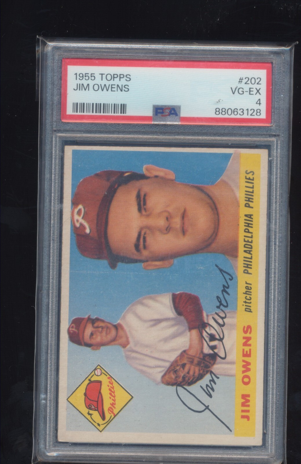 PSA 4  1955 Topps Baseball   Jim Owens  High #  202---Set Break