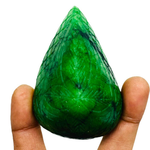 674.2 Cts Natural Carved Emerald Stunning Green Rare Huge Magnificent Gemstone - Picture 3 of 13