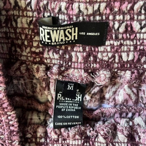 Rewash Smocked Waisted Pants Woman's Medium Wide Leg Pink Boho Festival Bottoms - Picture 4 of 8