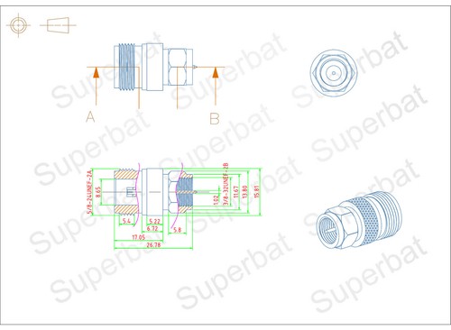 N-F adapter N -Type Female Jack to F Male straight RF Coaxial Adapter connector - Picture 4 of 4