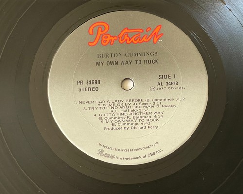 Burton Cummings (Guess Who) My Own Way To Rock Vinyl LP 1977 W/Lyric sleeve - Picture 5 of 6