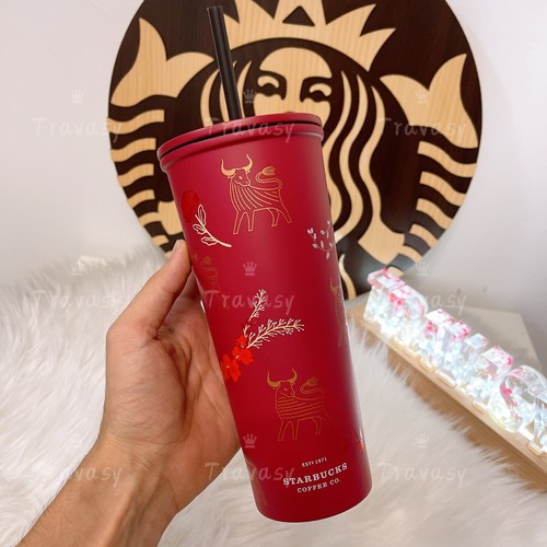 Authentischer Starbucks chinesischer Neujahrsochse Edelstahl rote Tasse 16 Unzen Becher - Bild 7 von 9