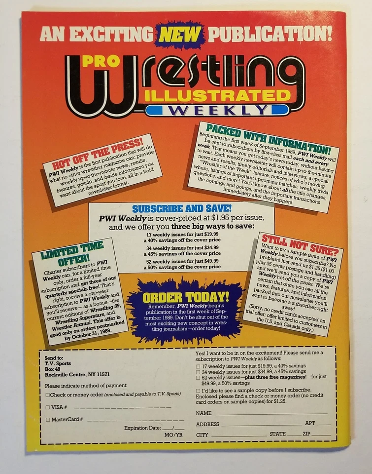 REVISTA ILUSTRADA DE LUCHA LIBRE PROFESIONAL OCTUBRE 1989 HULK HOGAN LUGER STING GROSERO WWF NWA Foto 2 de 4