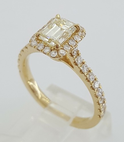 Emerald Cut Diamond Halo Engagement Ring 1.56 ct 14K Yellow Gold Rtl $9,510 - Picture 9 of 12