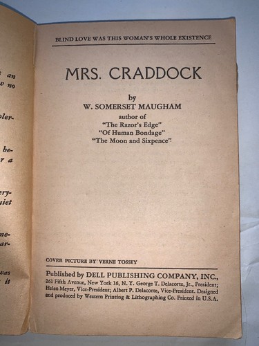 MRS. CRADDOCK by W. SOMERSET MAUGHAM, Dell Book #D106, 1928, Vintage PB! - Picture 8 of 12