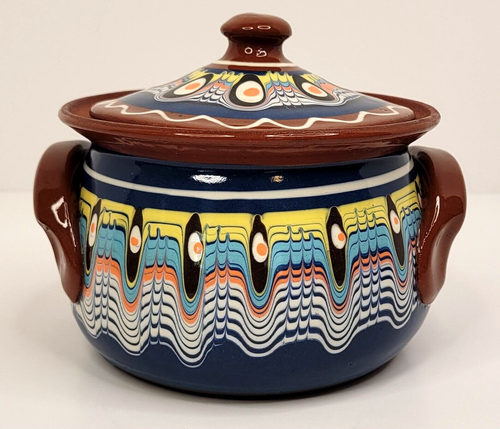 Clay Cooking Pot Terracotta Glazed Painted With Lid Casserole Dish Small - Picture 4 of 10