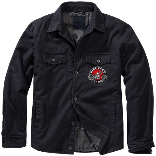 Herren Flanell Jacke mit Fütterung Ride fast live hard Biker Patch Größe S - 7XL - Bild 2 von 2