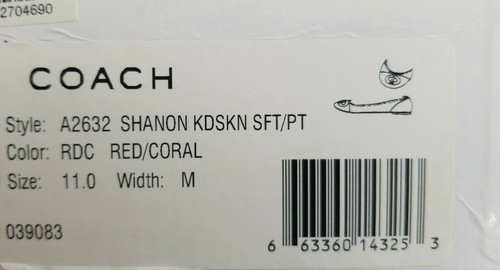 ZAPATOS PLANOS COACH SHANON ROJO CORAL PUNTERA LOGOTIPO DORADO HEBILLA US 11 I LOVE - Imagen 6 de 6