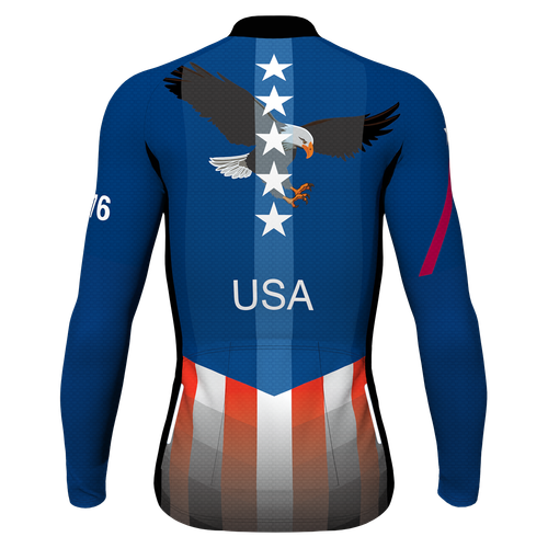 Maglia ciclismo uomo USA manica lunga maglia bici strada MTB ciclismo camicie UV 50+ - Foto 17 di 21