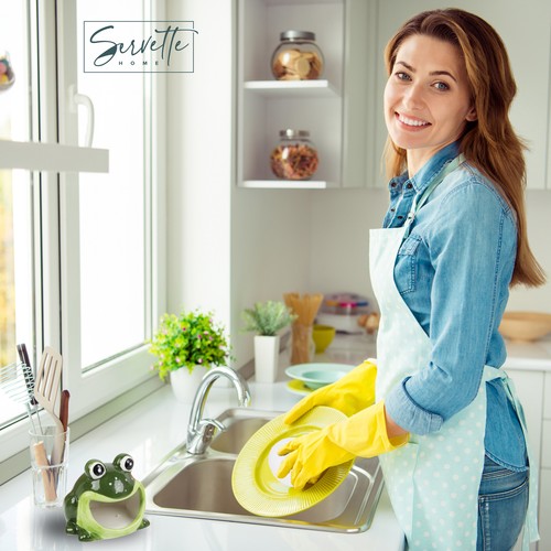 Servette Home Deko Schale Schwamm Halter für Küchenspüle - Frosch - Bild 2 von 5