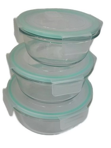 3 pc Clear Glass Oven Safe Dish Food Storage Containers Bowl Air Tight With Lids - Picture 14 of 15