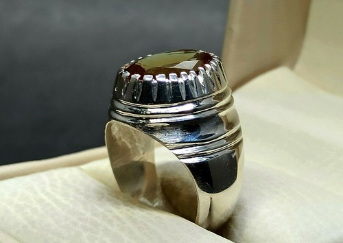 Alexandrite Mens Ring Sterling Silver 925 Handmade Color Changing Gemstone Ring - Picture 5 of 12