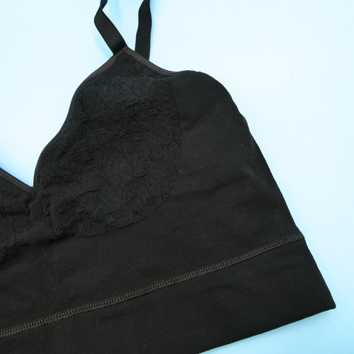 MINDD Bralette Size 5 Mid V Pullover Black Bra Lingerie Made In Italy New - Picture 3 of 6