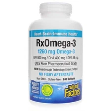 Natural Factors RxOmega-3 EPA 800 mg/DHA 400 mg, 240 Enteripure Softgels