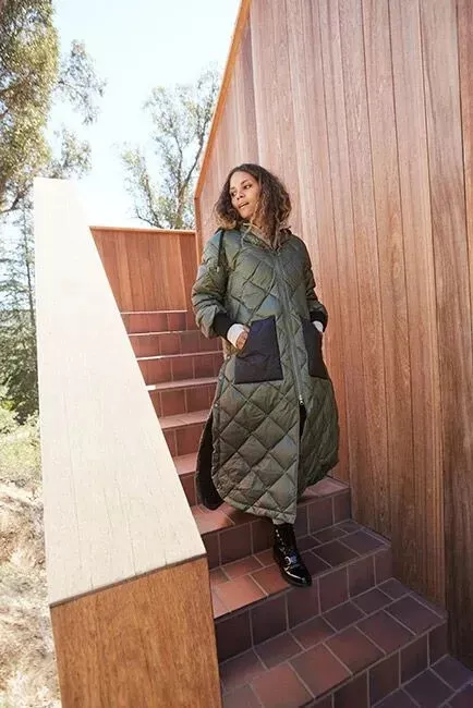 sweaty-betty luna quilted longline bomber coat jacket