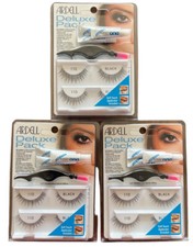 3 -ARDELL Deluxe Pack 110 BLACK False Eye Lashes with Applicator  Clear Glue