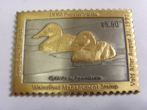 Pennsylvania Game Commission 1990 gestión de aves acuáticas sello de metal patos 50072 - Imagen 1 de 7