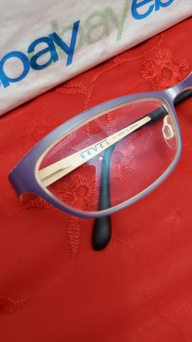 BEVEL 8620 Blue Stem DPMC Purple On Beige 53¤16 135 Eyeglasses "Frames Only" - Picture 4 of 24