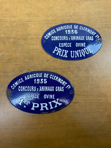 2 PLAQUES EMAILLEES ANCIENNE DE CONCOURS AGRICOLE CLERMONT FERRAND 1936 /1935 - Picture 1 of 11