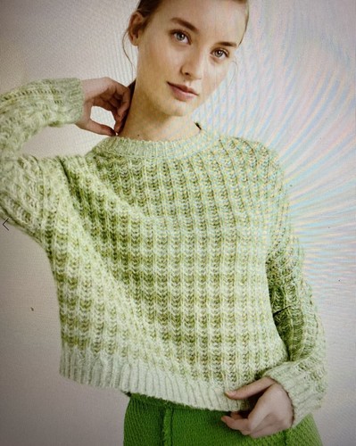 NWT BODEN Women Long Sleeve Fluffy Wool Alpaca Blend Rib Knit Sweater SZ L Green - 第 14/15 張圖片