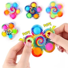 Pop Toys 4 Pc Simple Popping Toy Pack Bubble Sensory Set Stress Relief Hand Spin