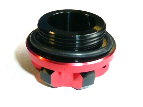 Kawasaki ZXR400 91-03 OIL FILLER CAP CNC RED DUAL ANODISED CROSS DRILL - Picture 9 of 11