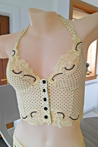 Argentovivo Bustier PLATESE gelb/schwarz gepunktet Frontverschluss U/W Neckholder - Bild 10 von 12