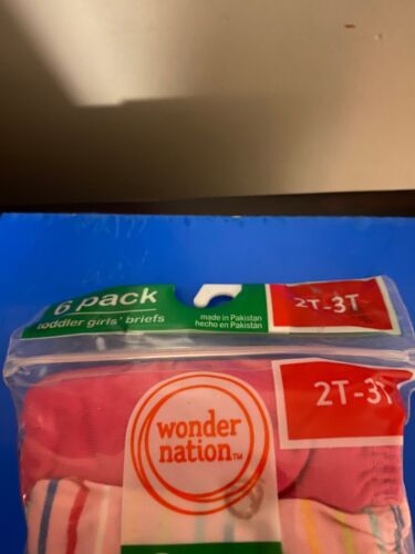 BRAND NEW TODDLER GIRLS SIZE 2T-3T WONDER NATION 6 PACK BRIEF UNDERWEAR - Picture 2 of 9