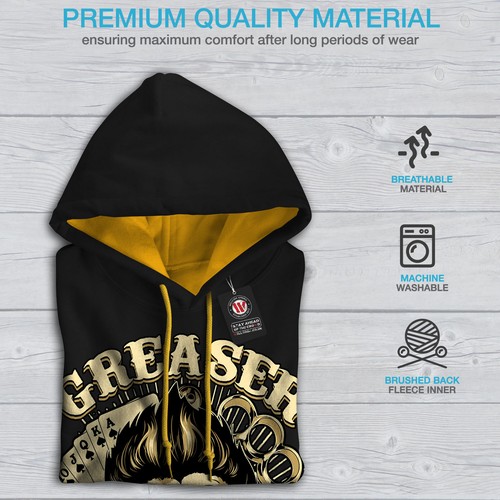Grease gold Hoodie Hood Black Men Original New Contrast Card 66qxZva
