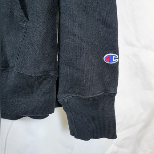 Champion Mens Womens Black Reverse Weave Chainstitch Neon Pink C Patch Hoodie XL - Picture 5 of 9