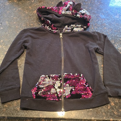 Girls Youth Justice Lot 3 Sweat Sequin Jacket Hoodie & Denium Jean Vest Size 6/7 - Picture 10 of 14