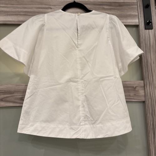Kate Spade Womens Sz S Blouse Top Shirt Broome Street Flare White Crisp Cotton - Picture 2 of 8