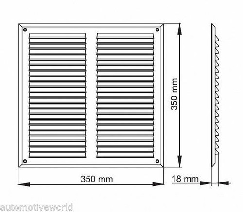 Rejilla de ventilación de aire blanca 350 mm x 350 mm cubierta de ventilación de pared persiana 14" x 14" - Imagen 2 de 5