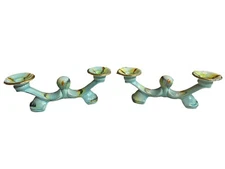 Set of 2 Vintage Mid-Century Drip Glaze Bay Keramik Double Candlestick Holders