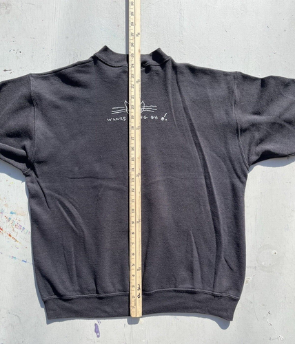 Men's Vintage Tultex Sweatshirt Black Cats M 90s Crew USA Cartoon Funny Street - Picture 14 of 15