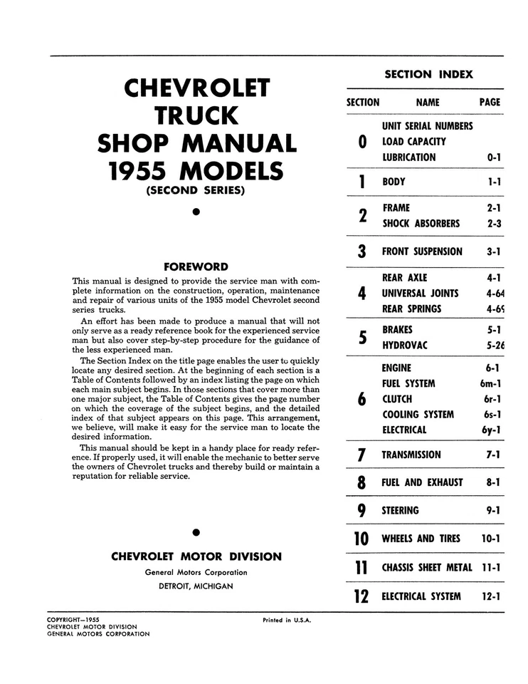 1955 Chevy Truck Shop Manual - 2nd Series - Image 2 of 4