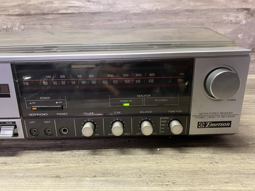 Emerson M2405 AM/FM Stereo Receiver/Record/Cassette Player - TESTED/POWERS ON - Picture 7 of 14