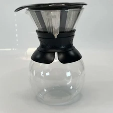 Bodum Pour Over Coffee Maker 157 Glass with Black Collar Permanent Filter 34 oz