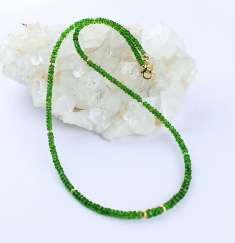 Cadena de cromópsido cadena de piedras preciosas facetado diopsido collar verde Rusia 45 cm - Imagen 2 de 4
