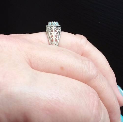 ¡NUEVO CON ETIQUETAS! Anillo de plata esterlina 925 de filigrana de doble piedra topacio azul talla 7 ¡AMOR! (94) - Imagen 4 de 6