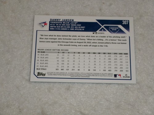2023 Topps Series 1 Danny Jansen Royal Blue Border #33 Toronto Blue Jays - Picture 2 of 2