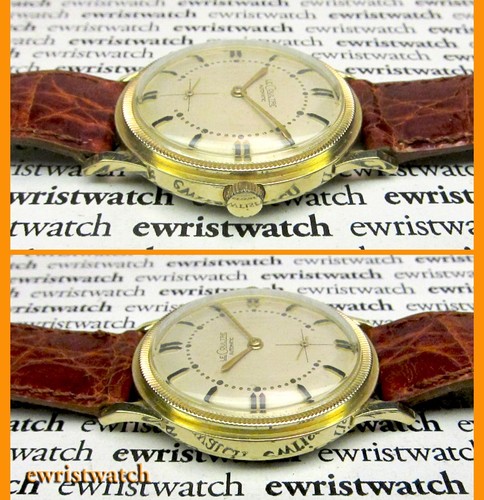 Vintage 1950s LeCoultre Solid 14K Gold 35mm Coin Edge Case Orig Dial Bumper Movt - Picture 7 of 11