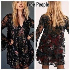 New Free People FALLING FLOWERS FROCK XXS XS S Sequin Black Red or Pink Swing