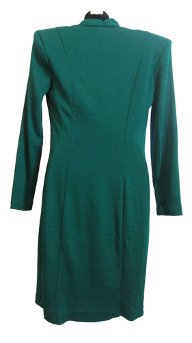 VTG All That Jazz Green Knit Pullover Dress Size 3/4 Shoulder Pads & Long Sleeve - Picture 2 of 6
