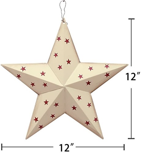 Patriotic Metal Barn Star Wall Decor,Hanging Rustic Metal Star for July 4 Decor - Picture 7 of 12