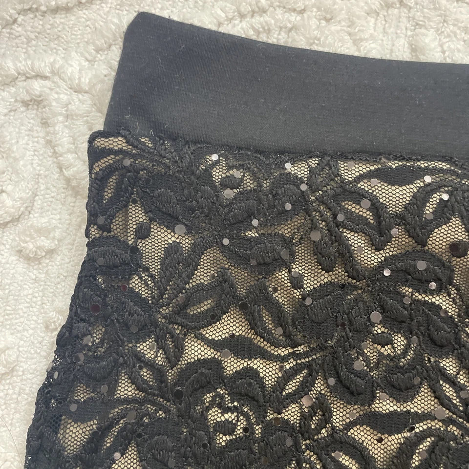 Minifalda de encaje negra con sello húmedo grande elástica lentejuelas Y2K de colección  Foto 2 de 4